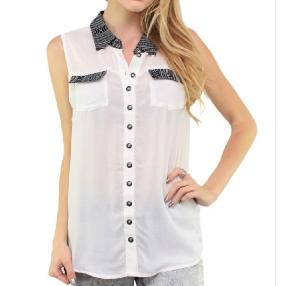 CABRERA sleeveless collar blouse